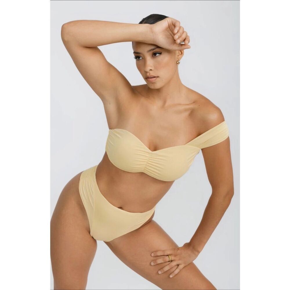 Riot swim, Kruz butter yellow asymmetrical bikini top small NWT TOP ONLY